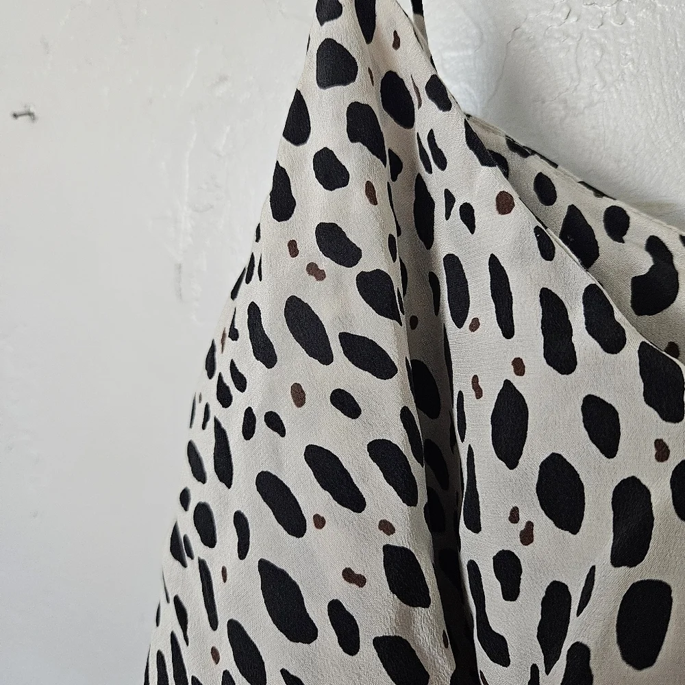 J.Crew Women's 4 100% Silk Stylish Black White Polka Dot Tank Top Ruffle Blouse